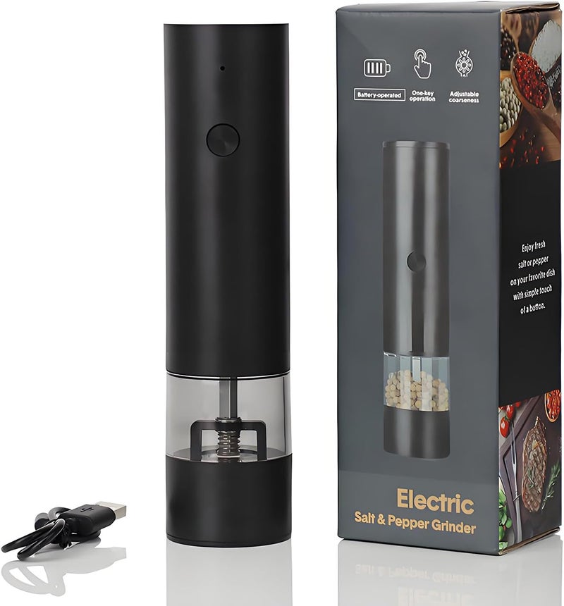 Yehenarn Electric Pepper Grinder,Electric Pepper Mill Grinder,Adjustable Coarseness,Efficient And Convenient,Easy To Clean,One Handed Operation,Type-C Rechargeable, A Reliable Assistant In The Kitchen(Black) - Image 1